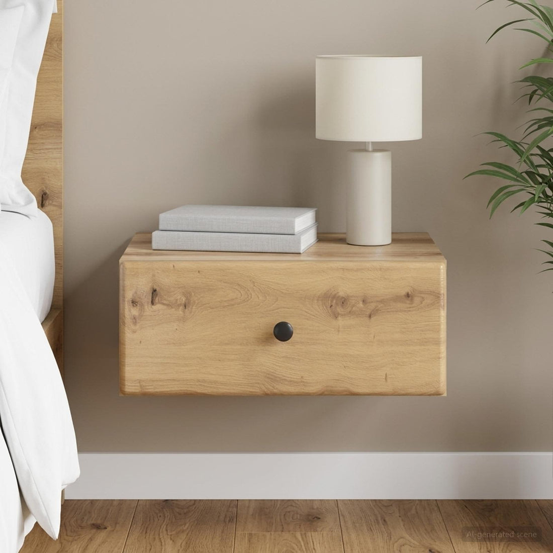 vidaXL Mesita de Noche de Pared Roble artisan 49 x 34,5 x 20 cm