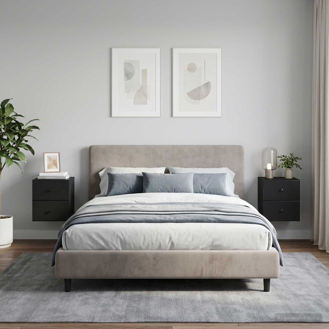 vidaXL Mesita de Noche de Pared 2 uds. Negro 34,5 x 33 x 40 cm