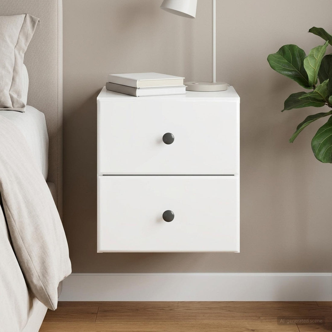vidaXL Mesita de Noche de Pared con cajón Brillante 34,5 x 33 x 40 cm