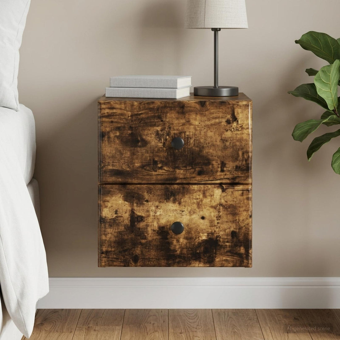 vidaXL Mesita de Noche de Pared Roble Ahumado 34,5 x 33 x 40 cm