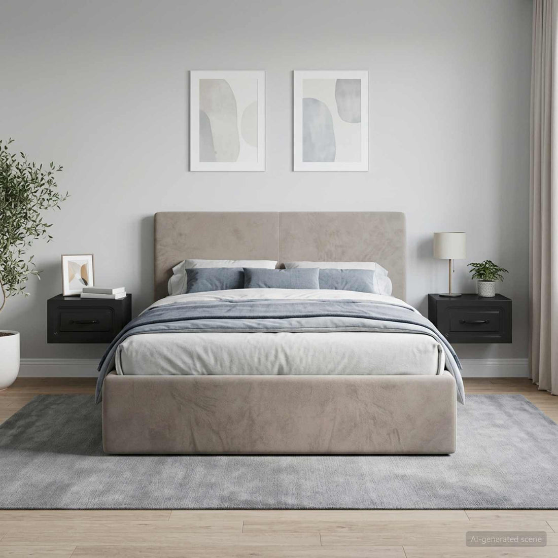 vidaXL Mesita de Noche de Pared 2 uds. Negro 34,5 x 33 x 20 cm