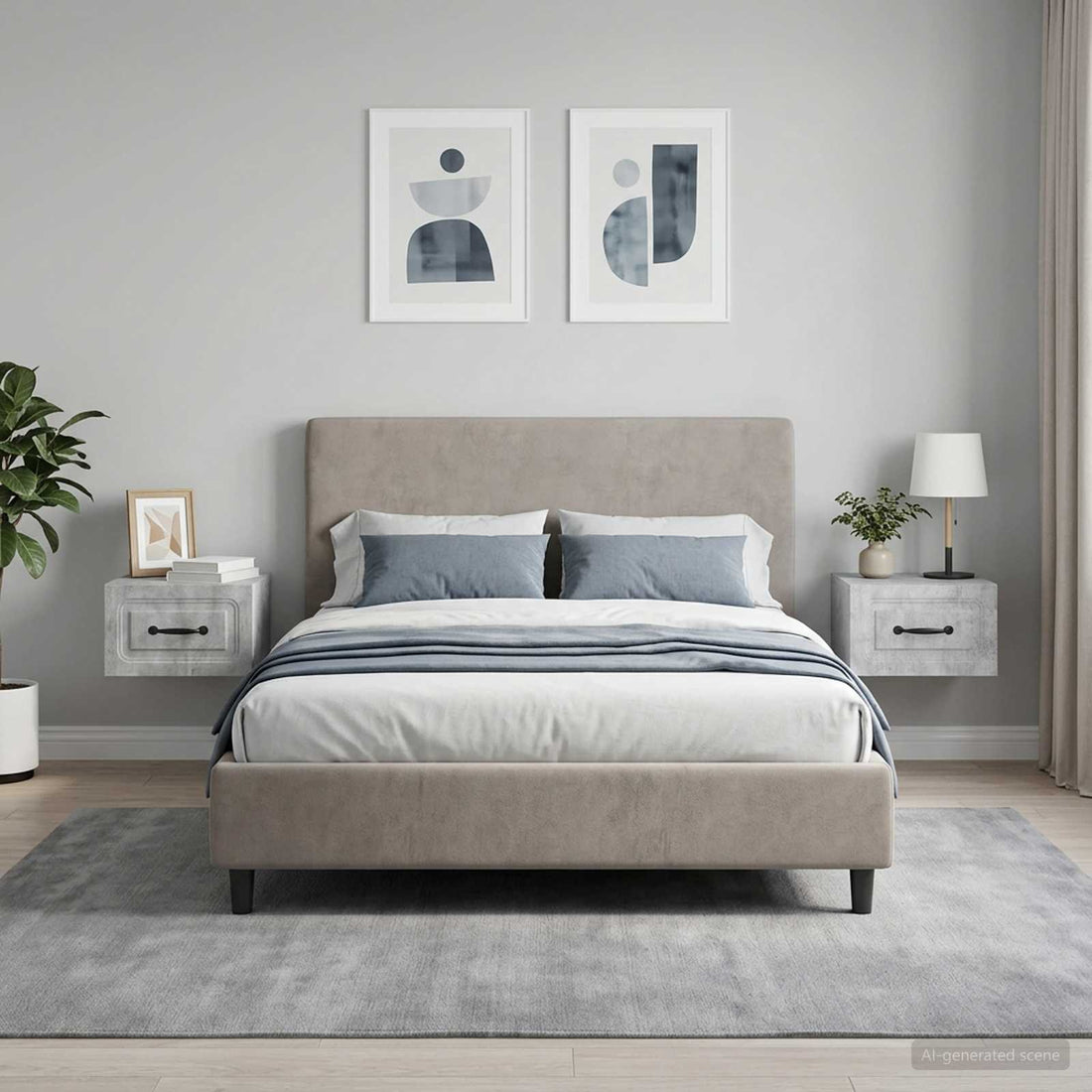 vidaXL Mesita de Noche de Pared 2 uds. Gris Hormigón 34,5 x 33 x 20 cm