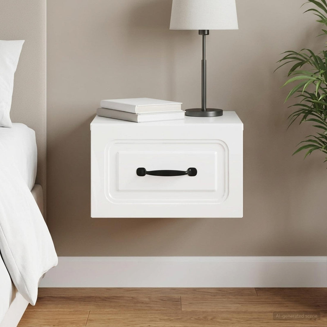 vidaXL Mesita de Noche de Pared con cajón Brillante 34,5 x 33 x 20 cm