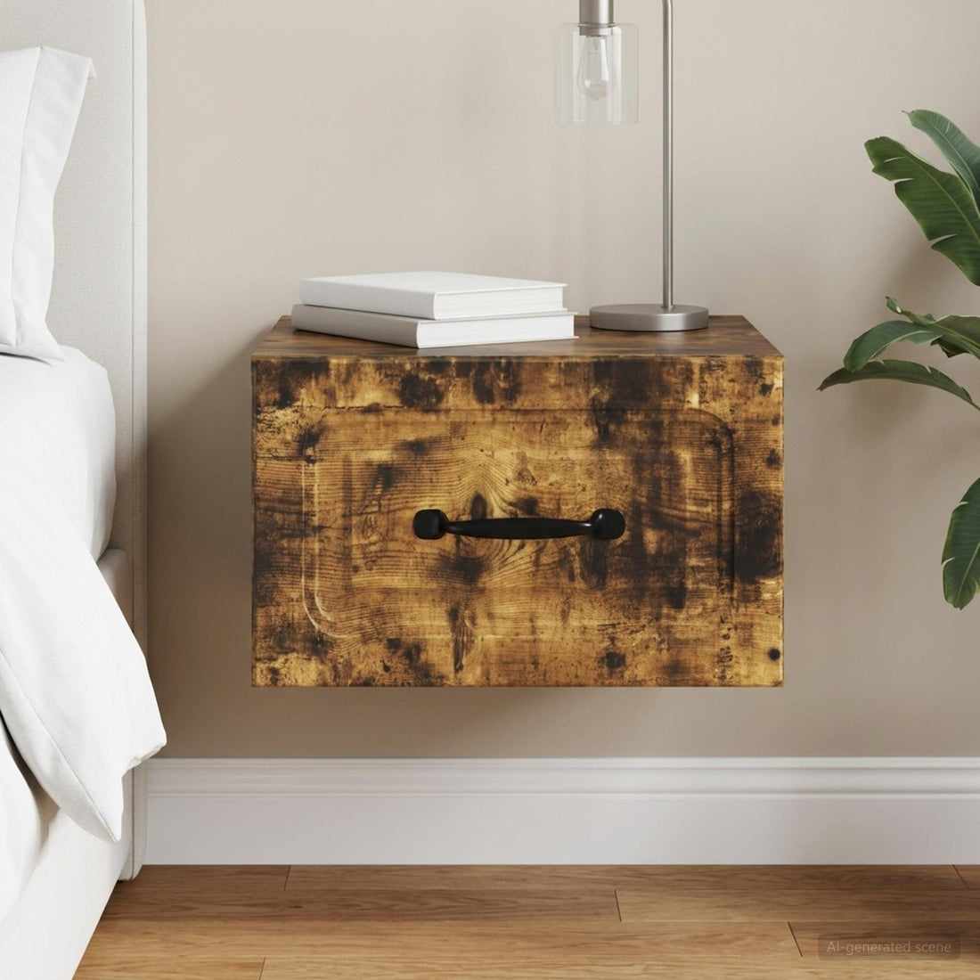 vidaXL Mesita de Noche de Pared Roble Ahumado 34,5 x 33 x 20 cm