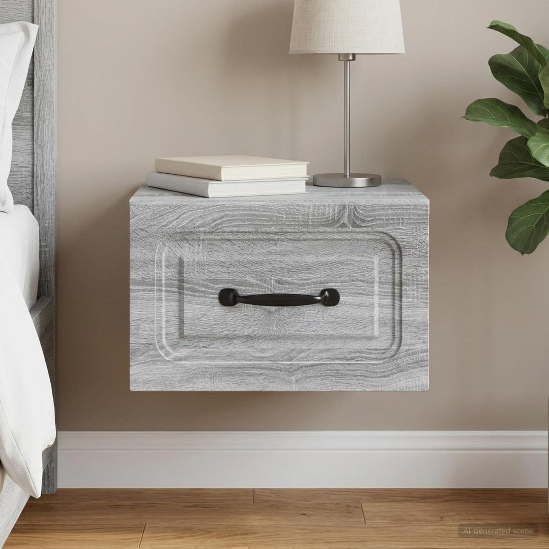 vidaXL Mesita de Noche de Pared Gris Sonoma 34,5 x 33 x 20 cm