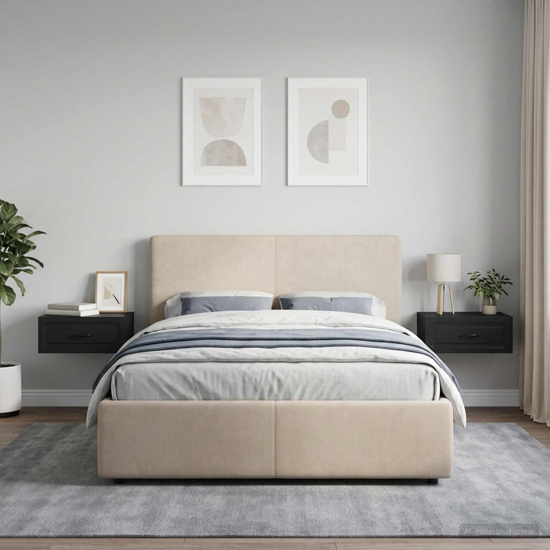 vidaXL Mesita de Noche de Pared 2 uds. Negro 49 x 34,5 x 20 cm