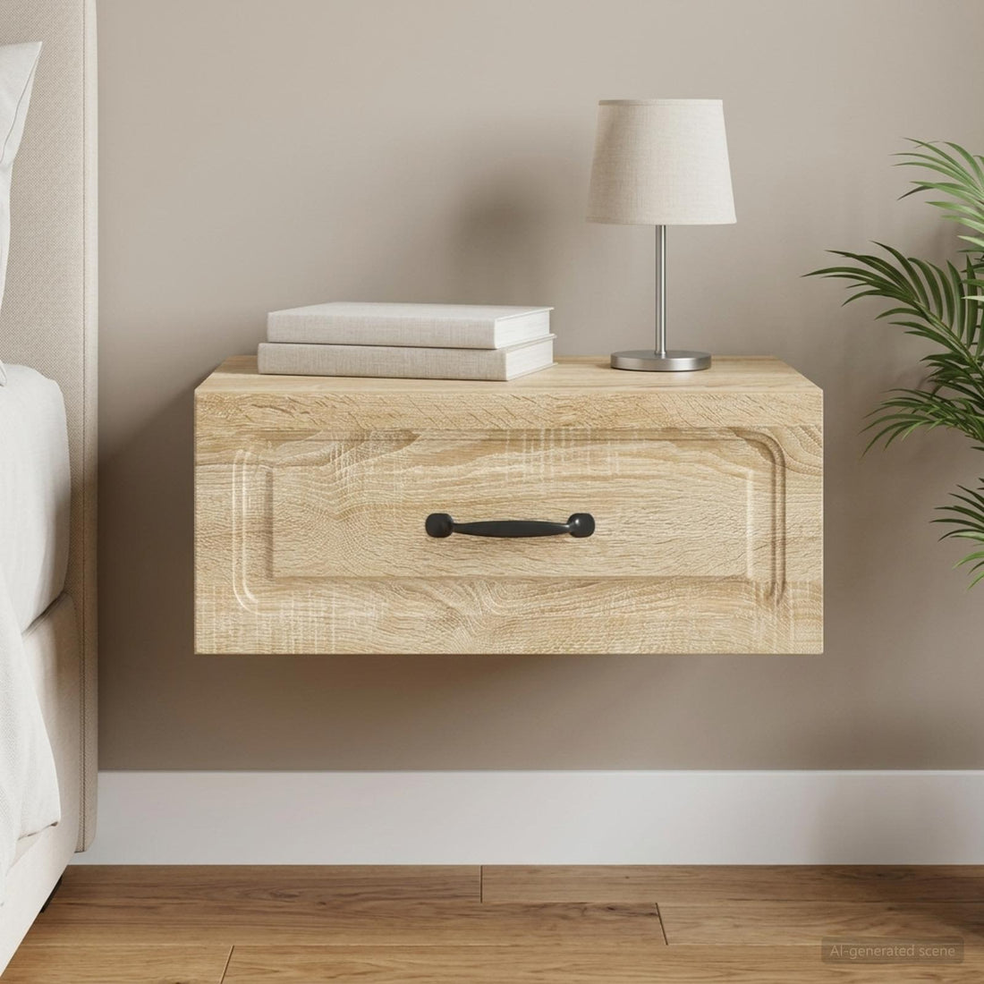 vidaXL Mesita de Noche de Pared Roble Sonoma 49 x 34,5 x 20 cm