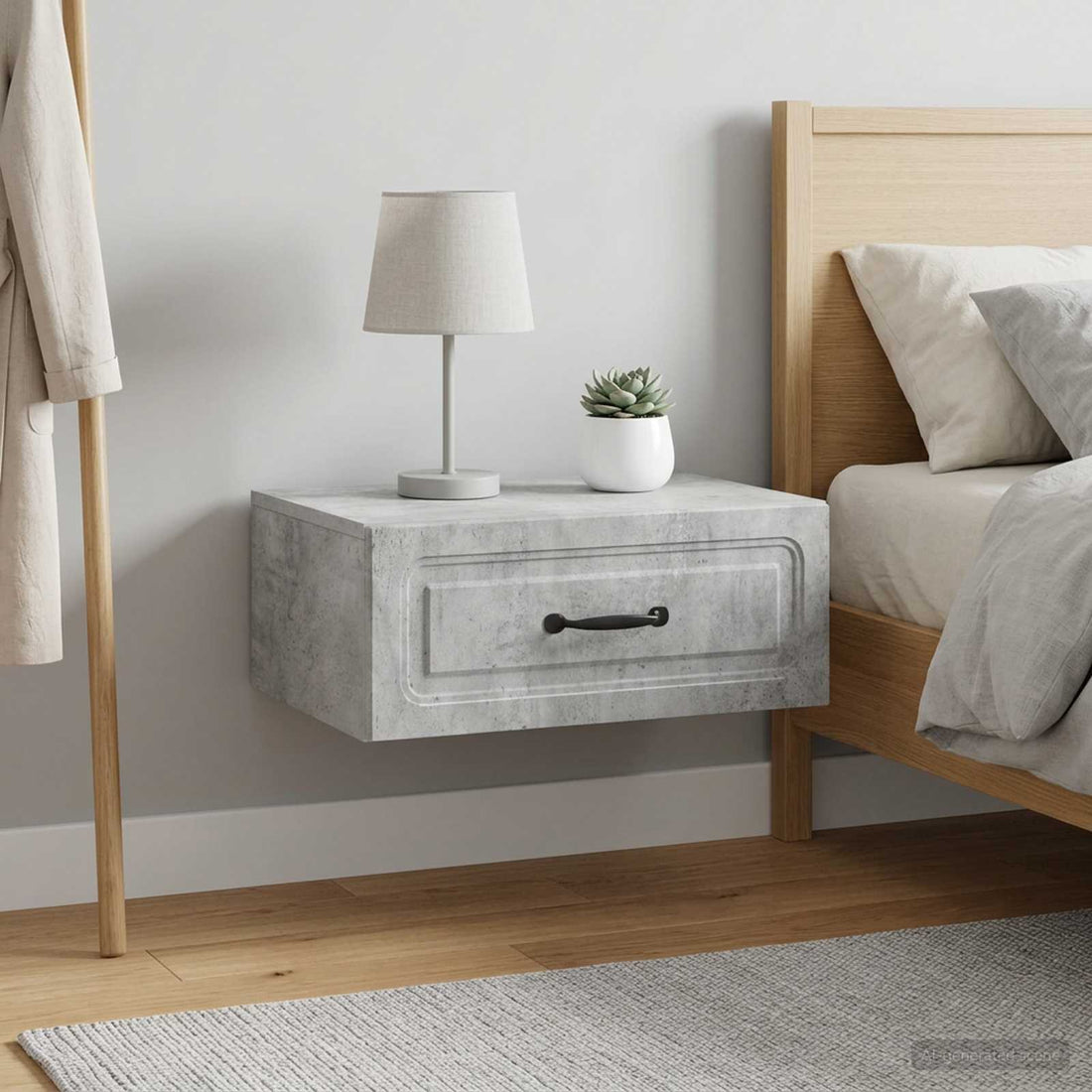 vidaXL Mesita de Noche de Pared 2 uds. Gris Hormigón 49 x 34,5 x 20 cm