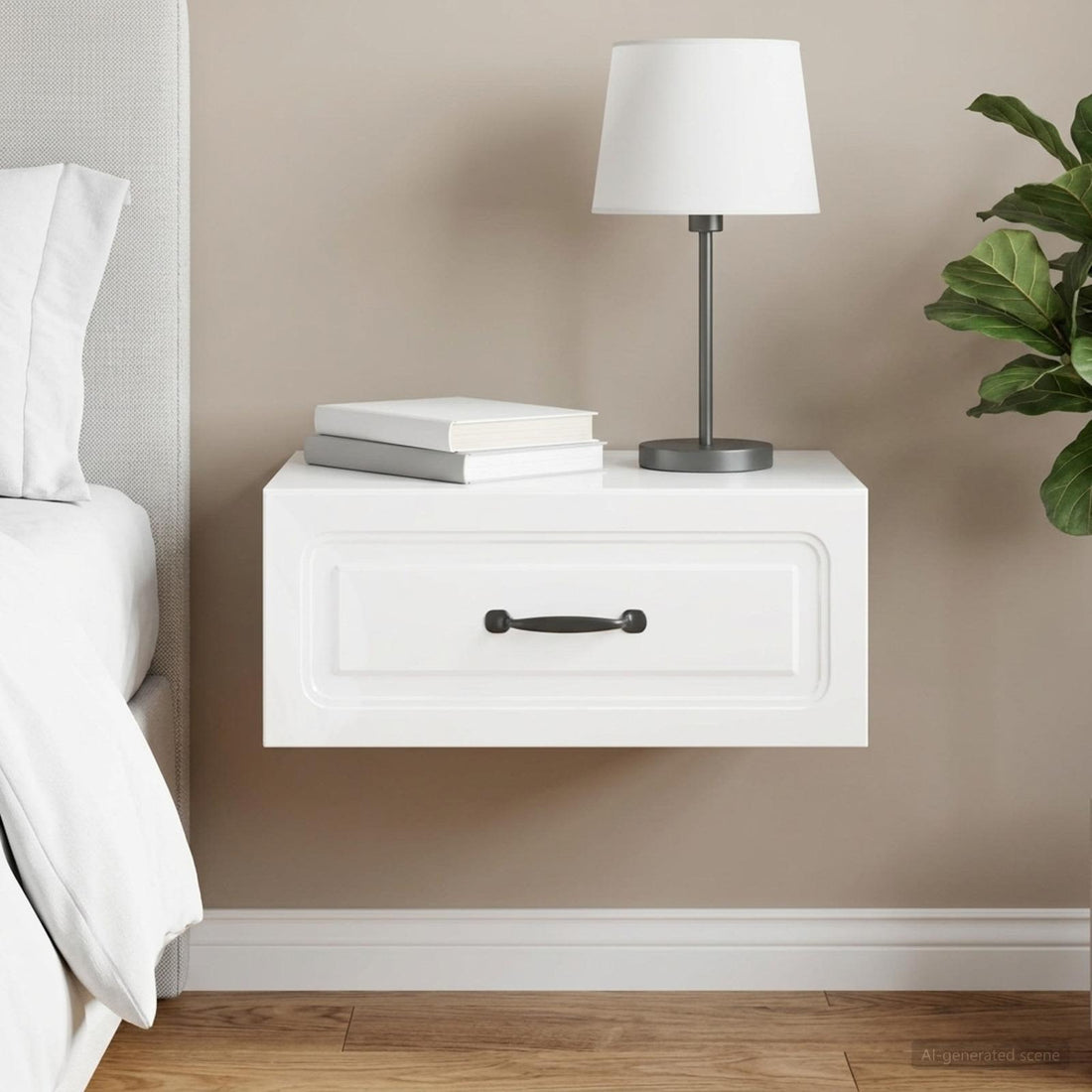 vidaXL Mesita de Noche de Pared Brillante 49 x 34,5 x 20 cm