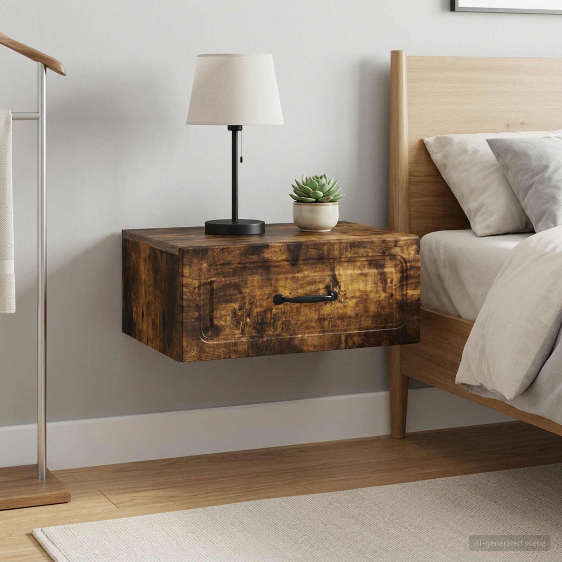vidaXL Mesita de Noche de Pared 2 uds. Roble Ahumado 49 x 34,5 x 20 cm
