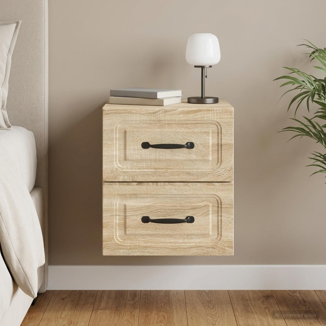 vidaXL Mesita de Noche de Pared Roble Sonoma 34,5 x 33 x 40 cm