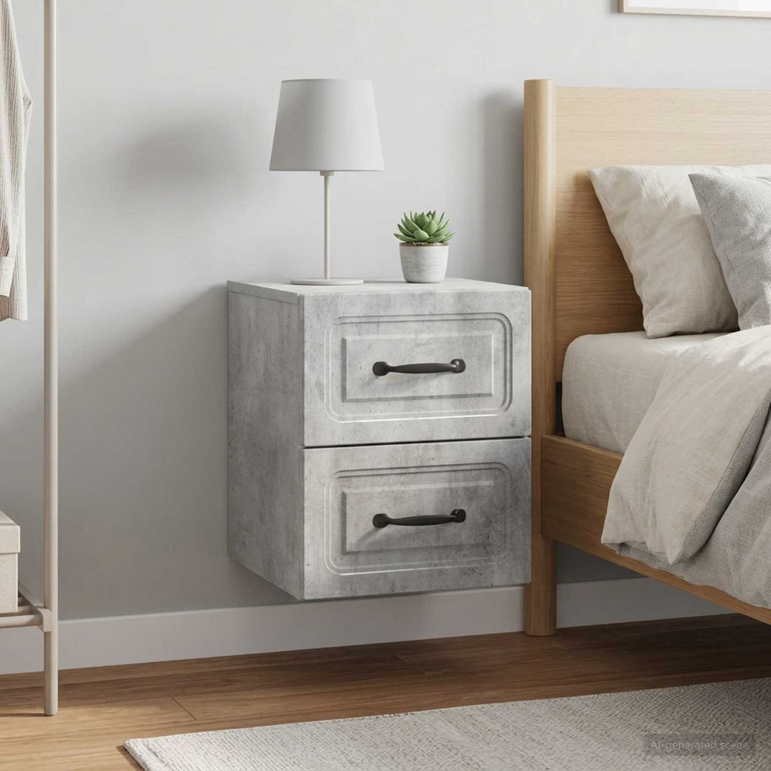 vidaXL Mesita de Noche de Pared 2 uds. Gris Hormigón 34,5 x 33 x 40 cm