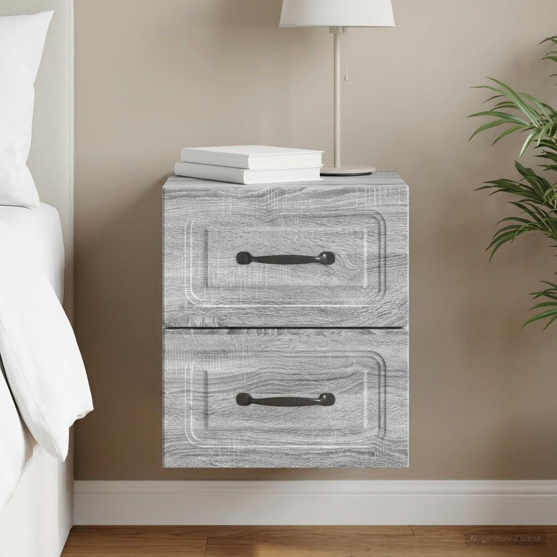 vidaXL Mesita de Noche de Pared Gris Sonoma 34,5 x 33 x 40 cm