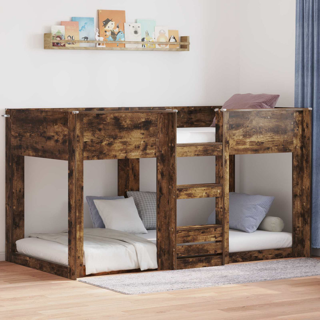 vidaXL Cama Litera para Niños Roble ahumado 90 x 190 cm