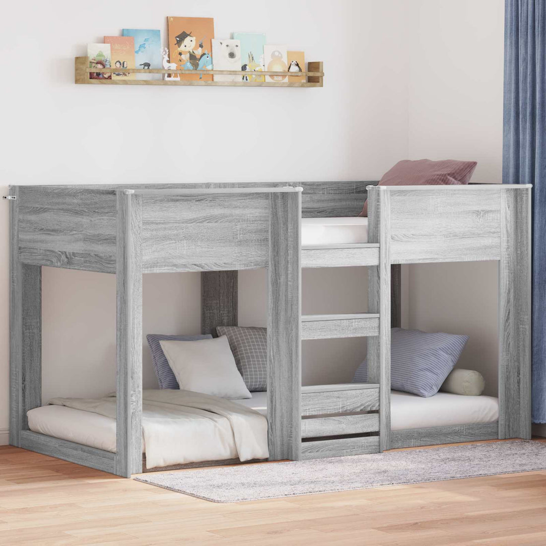 vidaXL Cama Litera para Niños Gris Sonoma 90 x 190 cm
