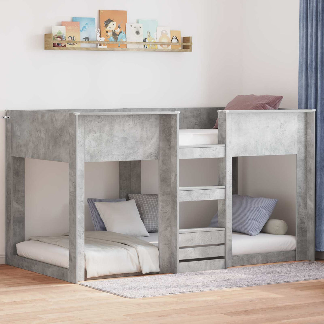 vidaXL Cama Litera para Niños Gris Concreto 80 x 200 cm