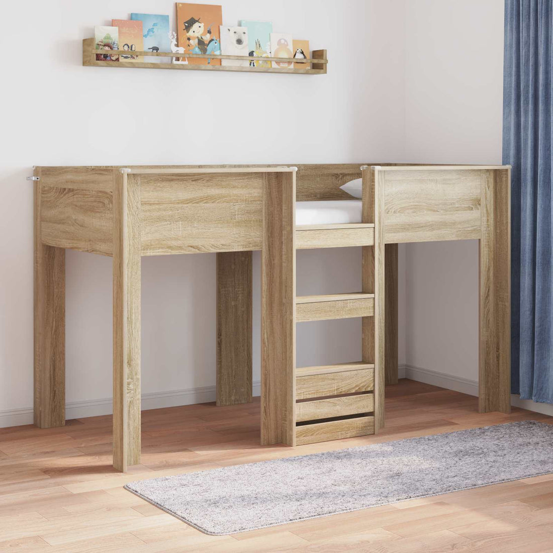 vidaXL Cama Litera para Niños Roble Sonoma 75 x 190 cm
