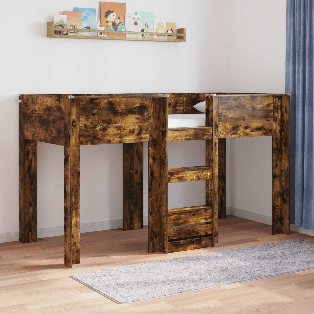 vidaXL Cama Litera para Niños Roble ahumado 75 x 190 cm