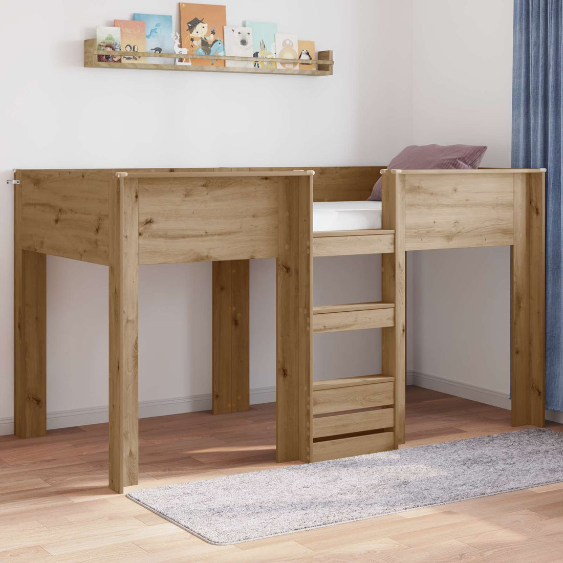 vidaXL Cama Litera para Niños Roble artisan 90 x 190 cm
