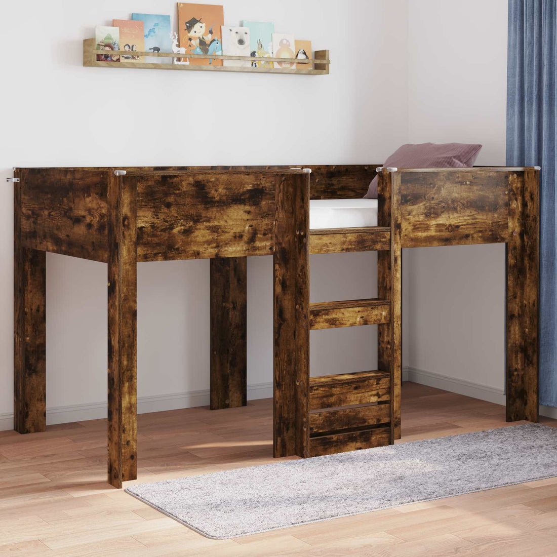 vidaXL Cama Litera para Niños Roble ahumado 80 x 200 cm