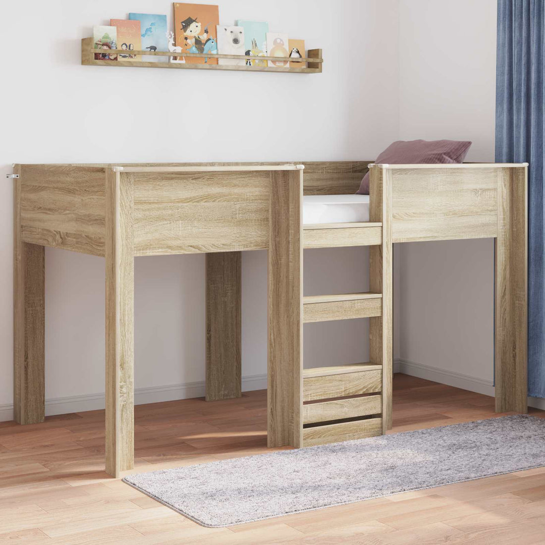vidaXL Cama Litera para Niños Roble Sonoma 100 x 200 cm