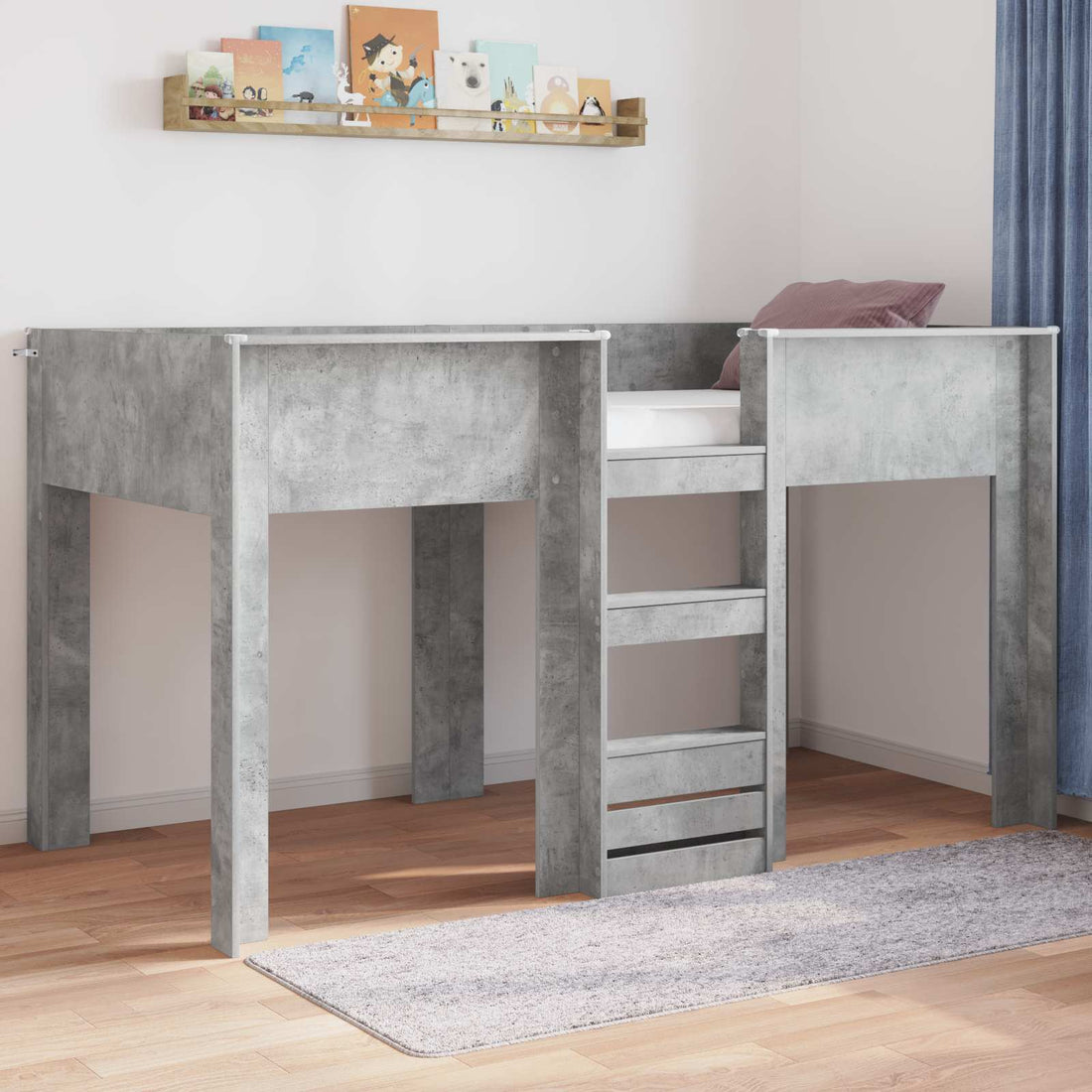 vidaXL Cama Litera para Niños Gris Concreto 100 x 200 cm