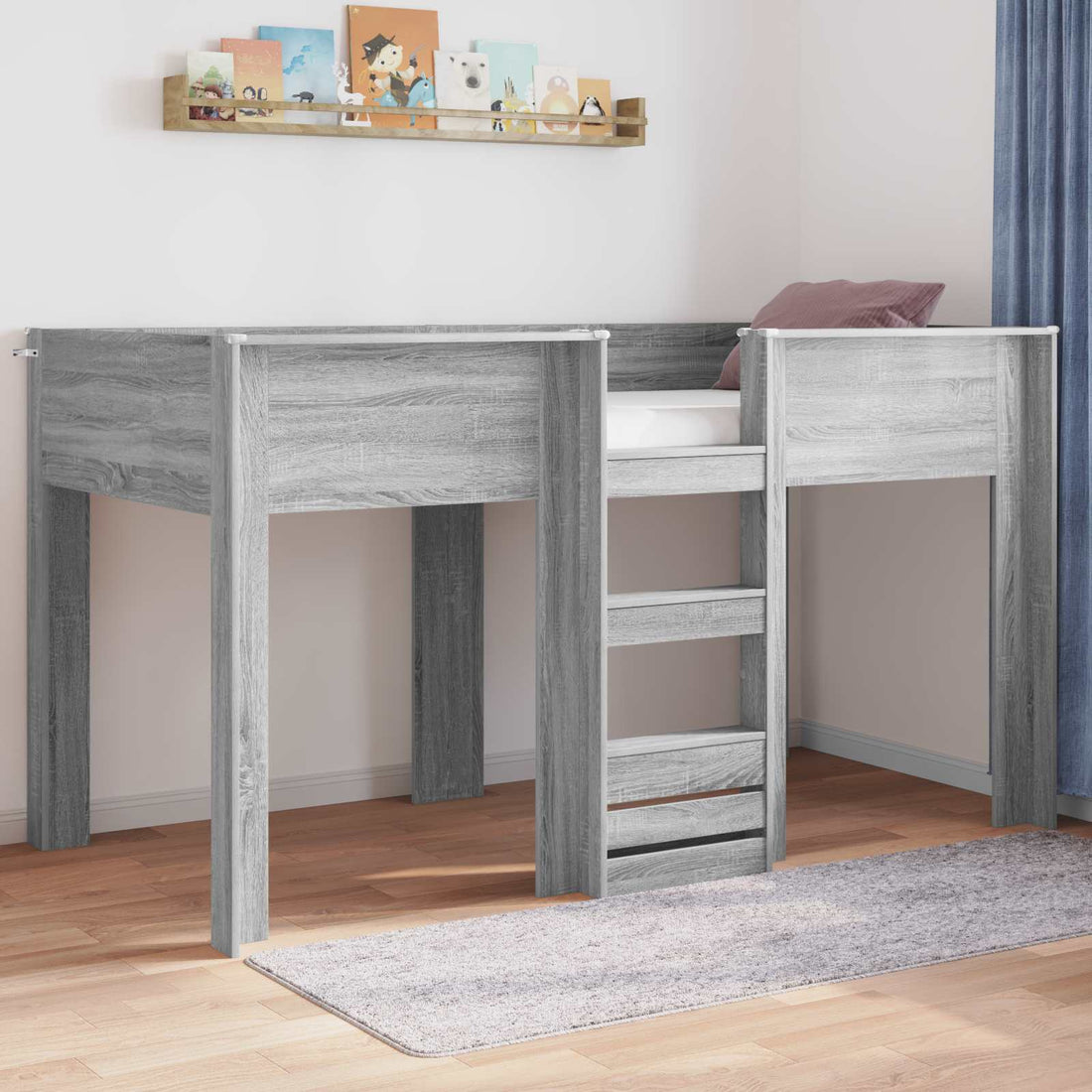 vidaXL Cama Litera para Niños Gris Sonoma 100 x 200 cm
