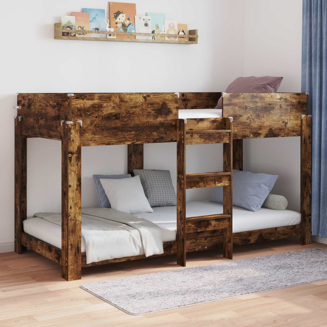 vidaXL Cama Litera para Niños Roble ahumado 90 x 190 cm