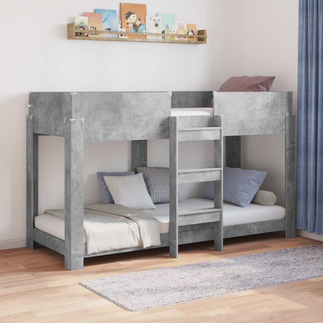vidaXL Cama Litera para Niños Gris Concreto 75 x 190 cm