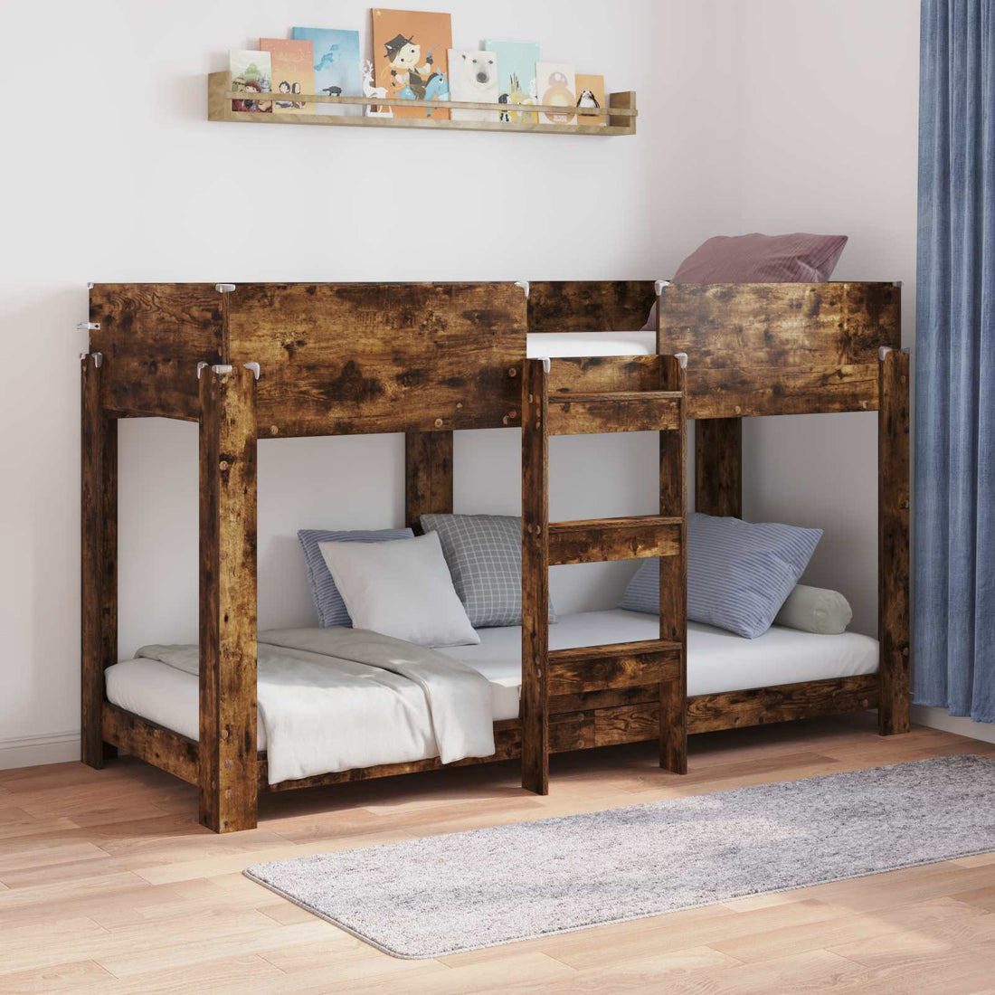 vidaXL Cama Litera para Niños Roble ahumado 75 x 190 cm
