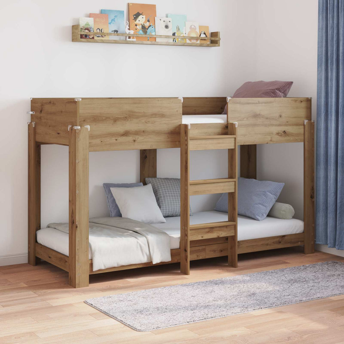 vidaXL Cama Litera para Niños Roble artisan 75 x 190 cm