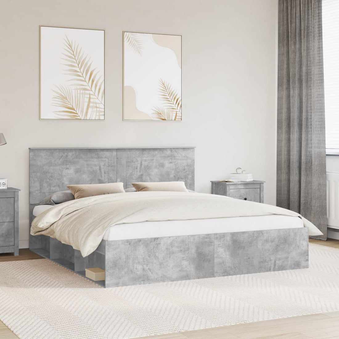 vidaXL Estructura de cama Concreto 180 x 200 cm Madera de pino macizo
