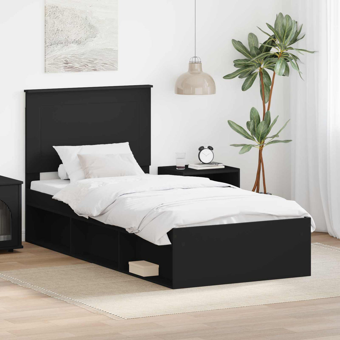 vidaXL Estructura de cama Negro 75 x 190 cm Madera de pino macizo