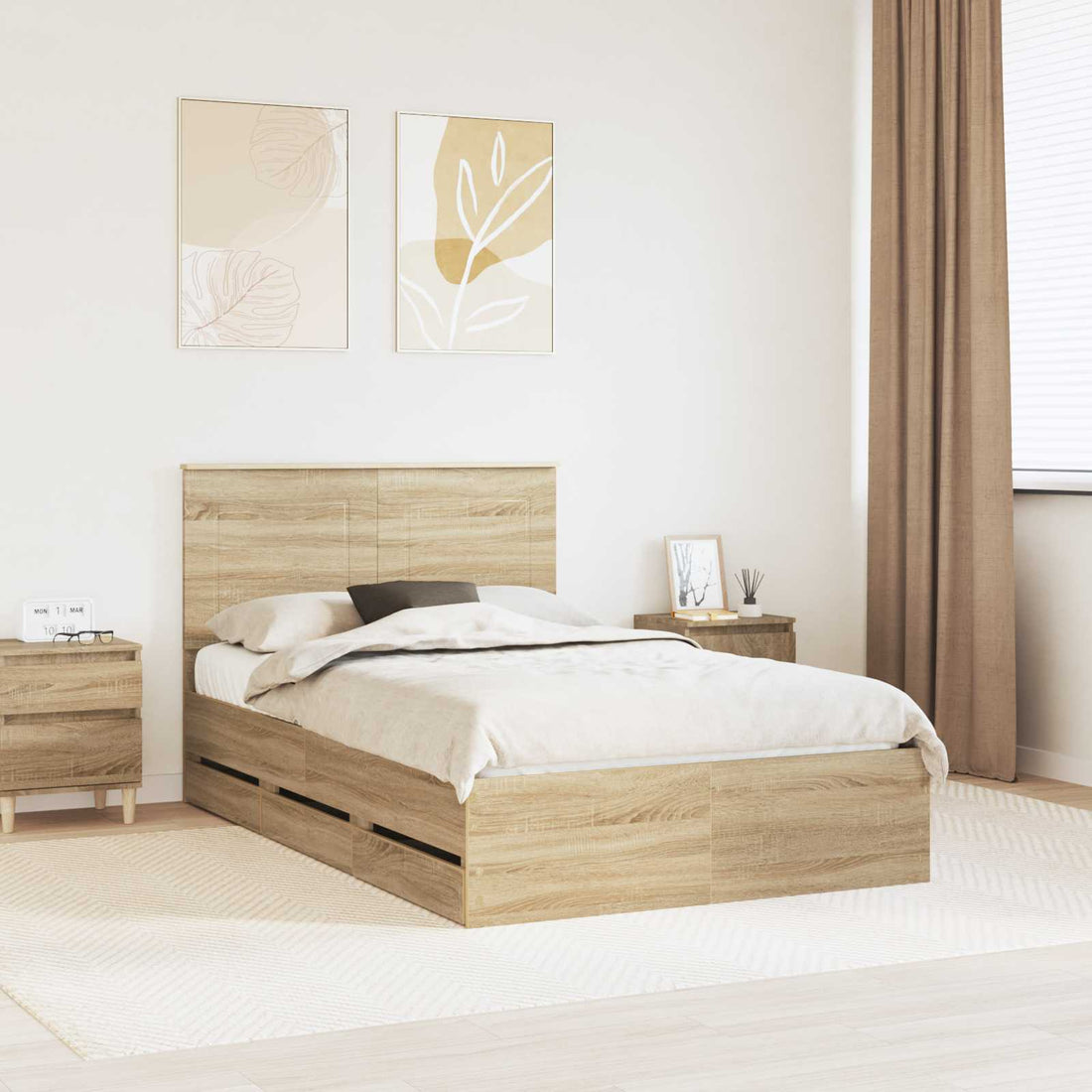 vidaXL Estructura de cama Roble Sonoma Madera Ingenieril