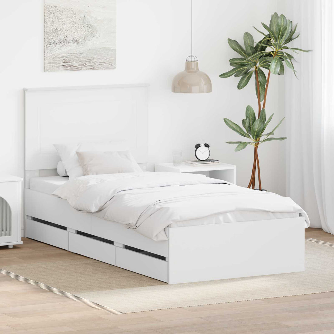 vidaXL Estructura de cama con cajón 100 x 200 cm Madera Ingenieril
