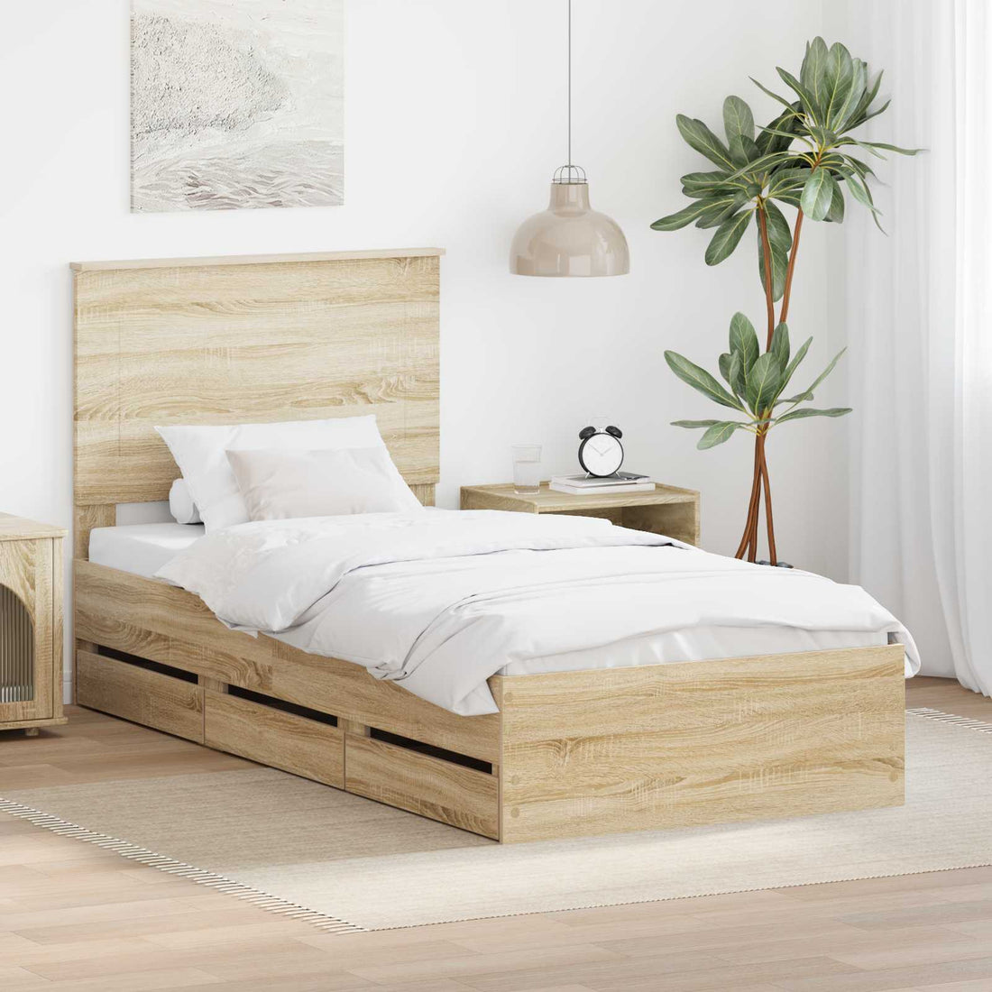 vidaXL Estructura de cama Roble Sonoma 75 x 190 cm Madera Ingenieril