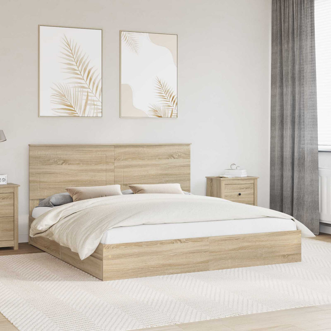 vidaXL Cama con almacenamiento con cajón Roble Sonoma 180 x 200 cm