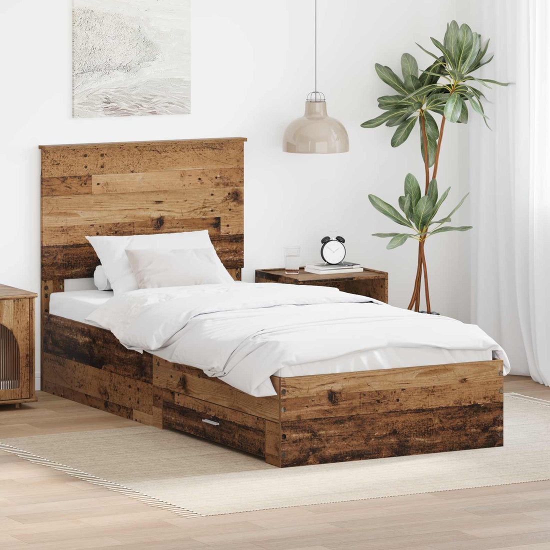 vidaXL Estructura de cama con cajón Madera vieja 100 x 200 cm