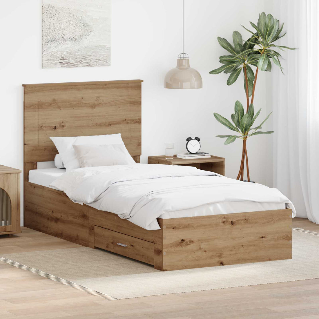 vidaXL Estructura de cama con cajón Roble artisan 100 x 200 cm