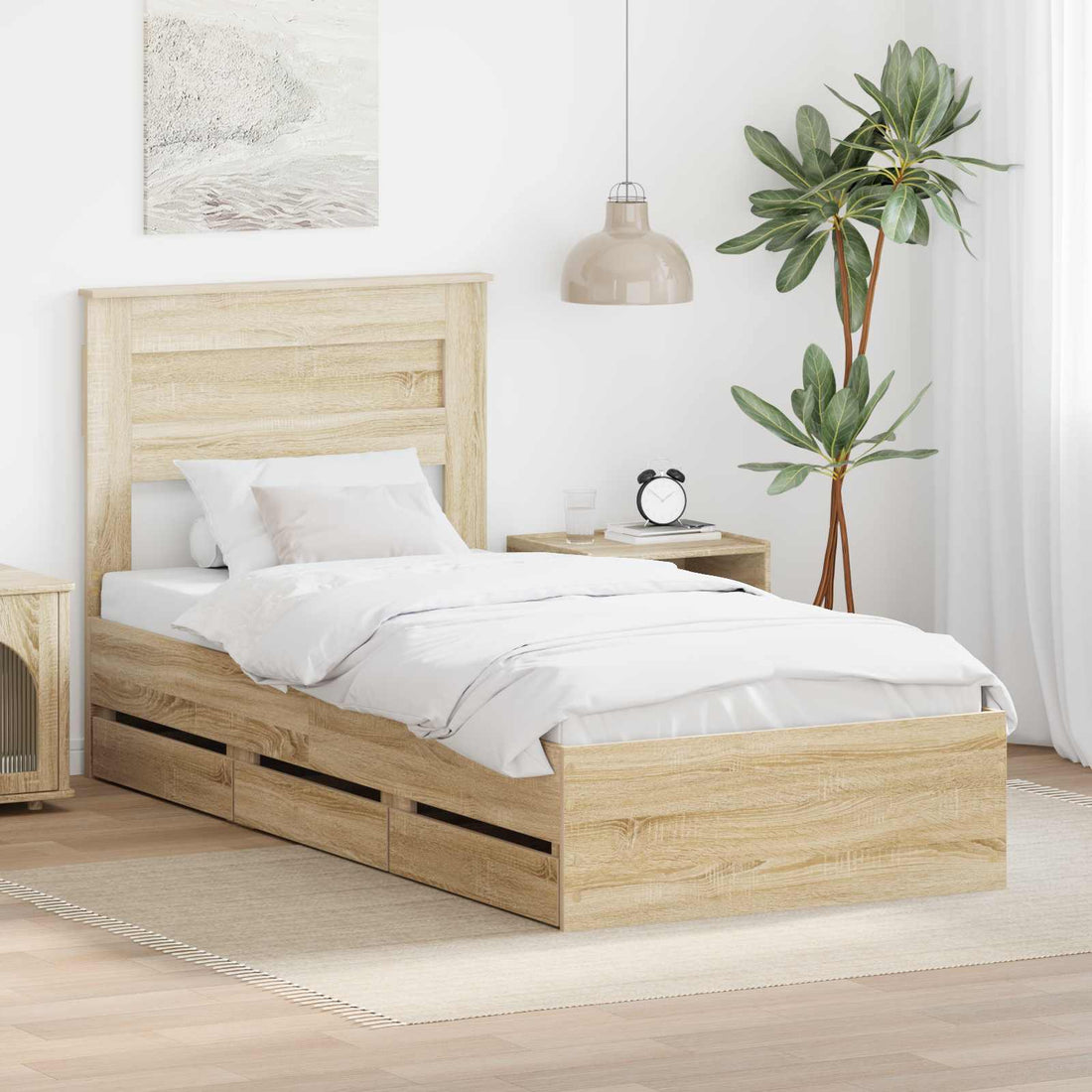 vidaXL Estructura de cama Roble Sonoma 100 x 200 cm Madera Ingenieril