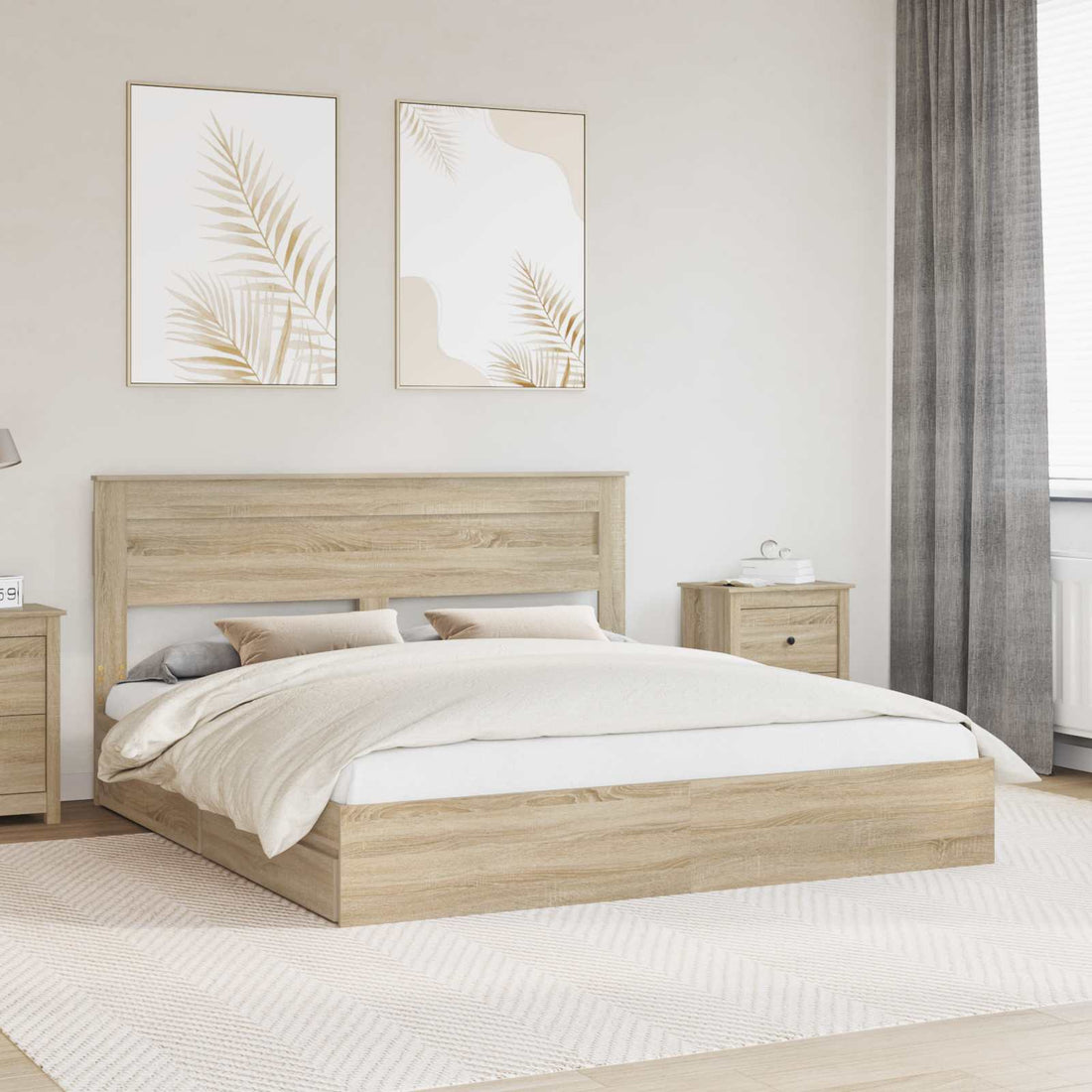 vidaXL Cama con almacenamiento con cajón Roble Sonoma 180 x 200 cm