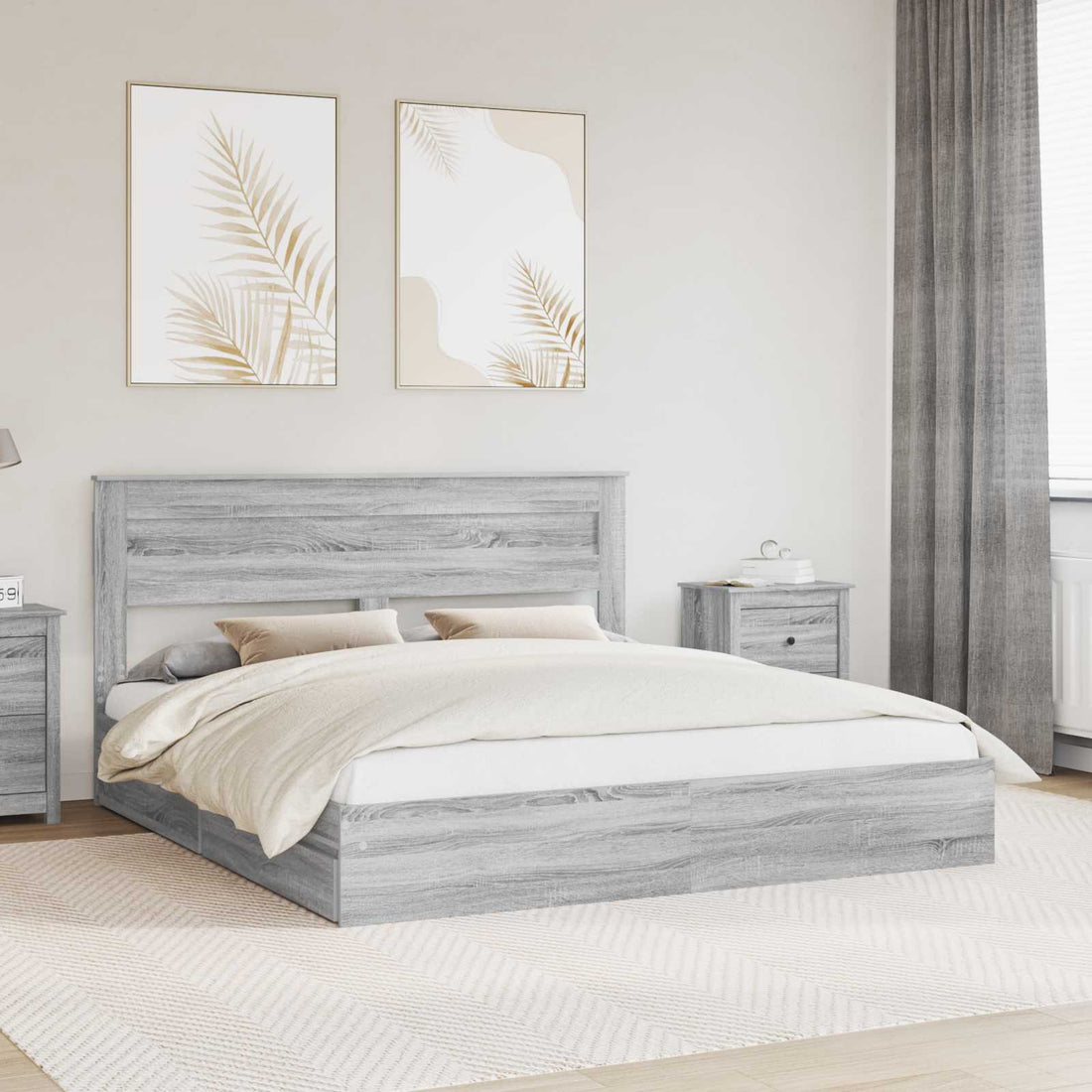 vidaXL Cama con almacenamiento con cajón Gris Sonoma 180 x 200 cm
