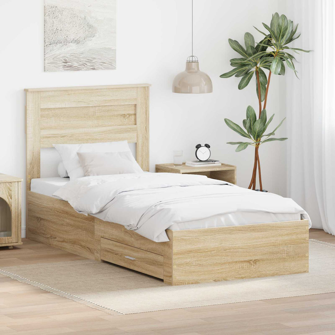 vidaXL Estructura de cama con cajón Roble Sonoma 100 x 200 cm