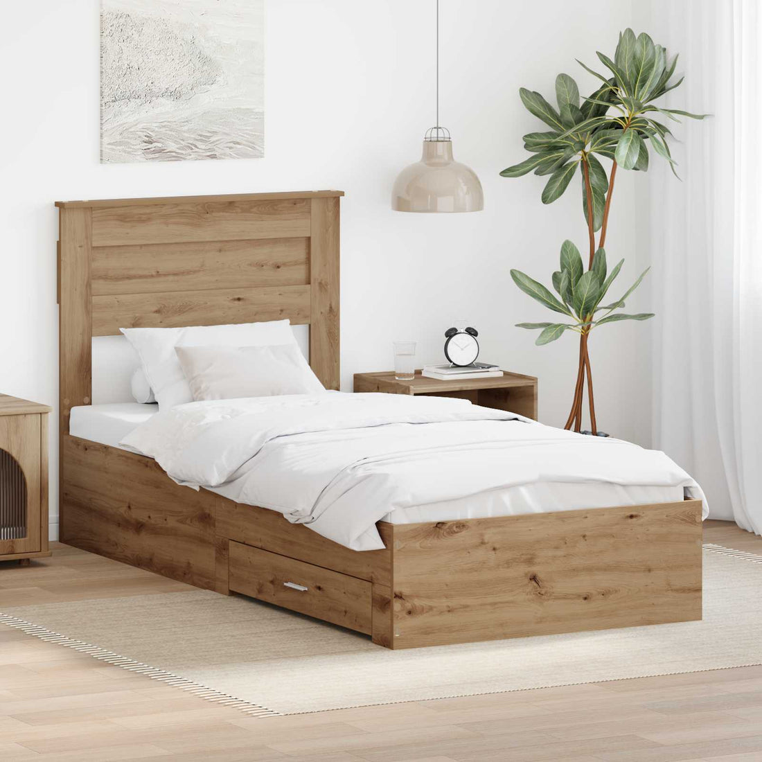 vidaXL Estructura de cama con cajón Roble artisan 100 x 200 cm