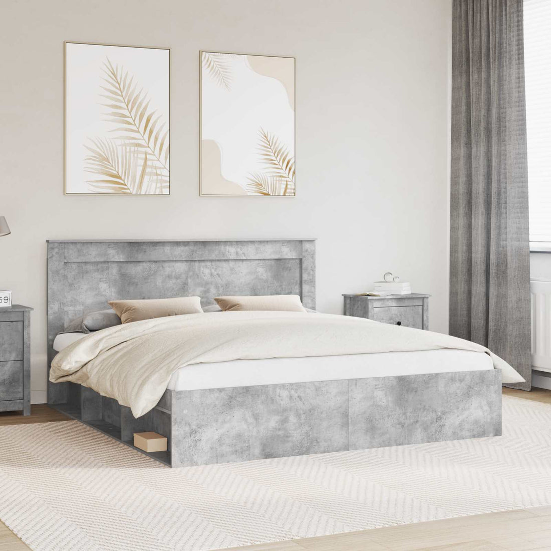 vidaXL Estructura de cama Concreto 180 x 200 cm Madera de pino macizo