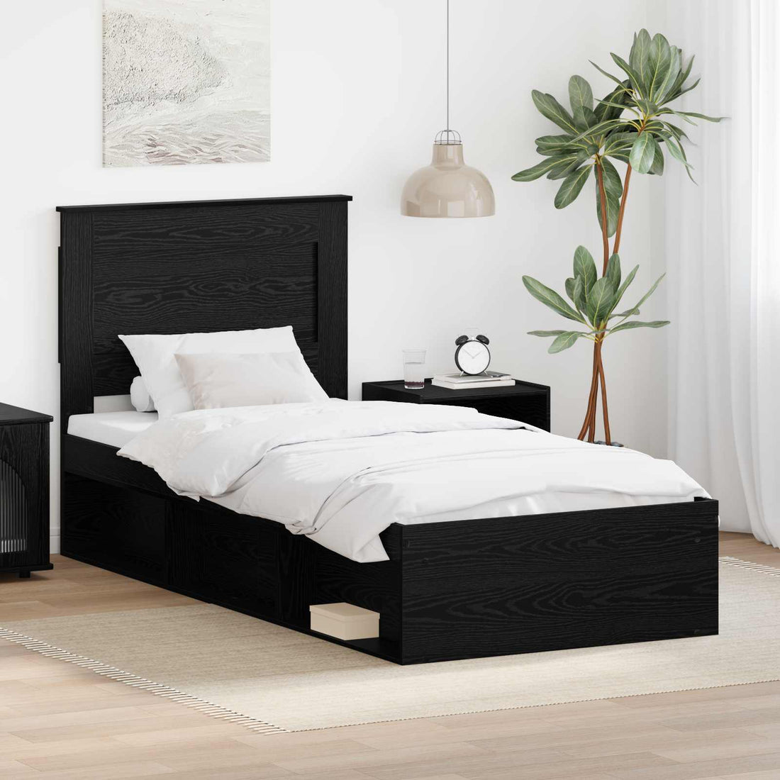 vidaXL Estructura de cama Negro 75 x 190 cm Madera de pino macizo