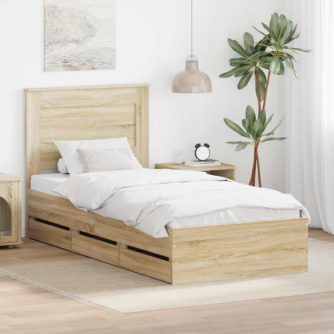 vidaXL Estructura de cama Roble Sonoma 100 x 200 cm Madera Ingenieril