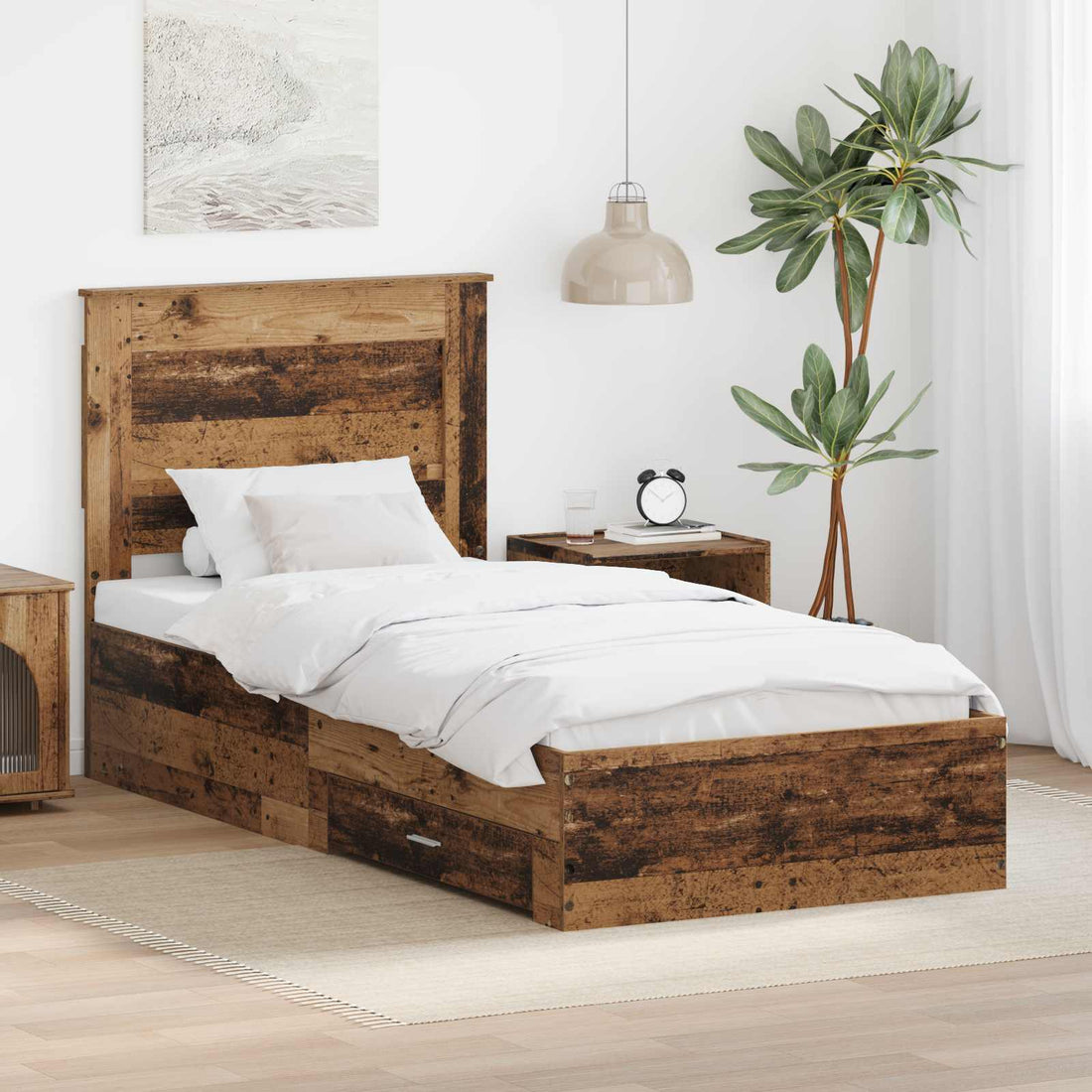 vidaXL Estructura de cama con cajón Madera vieja 100 x 200 cm