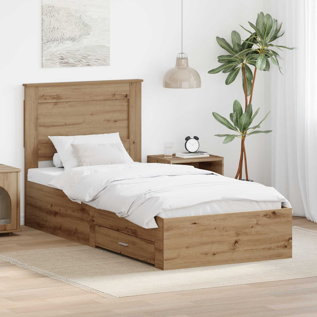 vidaXL Estructura de cama con cajón Roble artisan 100 x 200 cm