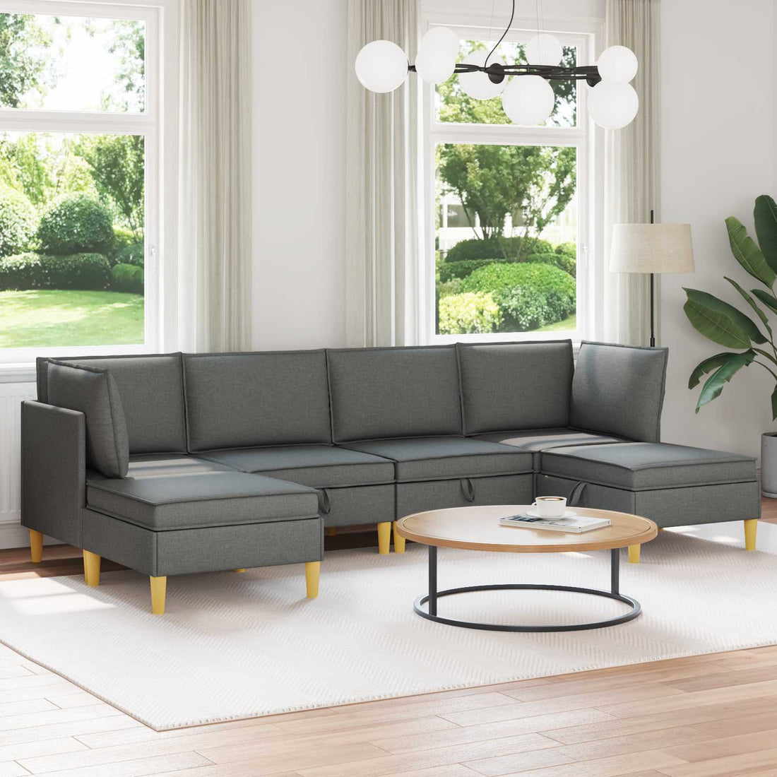 vidaXL Juego de sofá modular con almacenamiento 6 uds. Gris oscuro